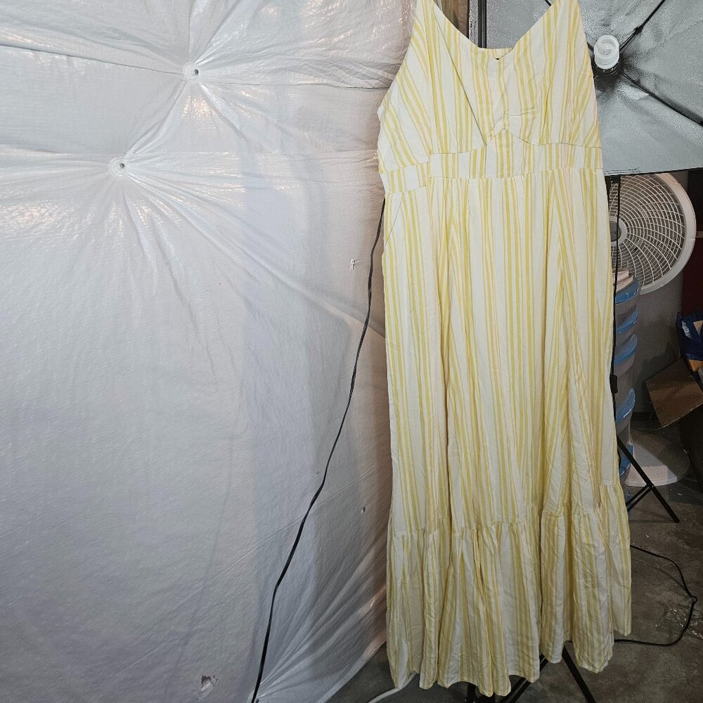 Torrid Maxi sleeveless dress with yellow/white vertical stripe